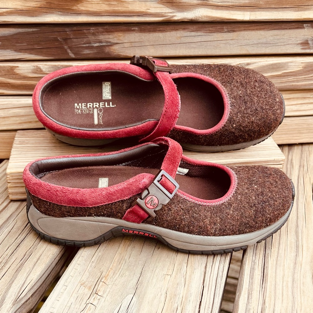 - Merrell Sz 8 Encore Brown Wool Mary Jane! LIKE NEW!